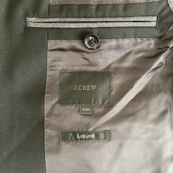 J Crew Blazer Mens 44L Black Ludlow Double Breasted Loro Piana Super 120 Wool - Picture 8 of 8